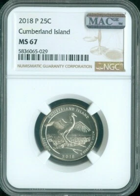 2018-P Cumberland Island Quarter NGC MS67 MAC Quality - Image 1 of 2