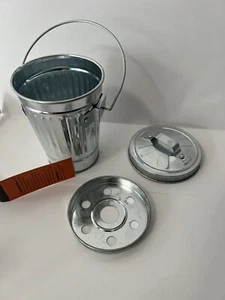 Mini Ashtray Trashcan Garbage Can Metal 5 Inch Tall x 4 Dia - Picture 1 of 8