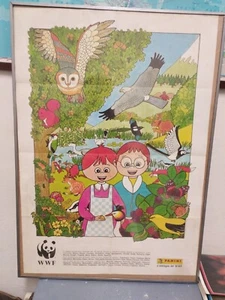 manifesto POSTER DIDATTICO WWF Con 49 Specie Animali Vintage Con Teca Cm 50x65 - Foto 1 di 1