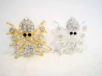 Clip de pasador de pelo de cristal en forma de araña plateado u dorado clip nupcial Foto 1 de 4