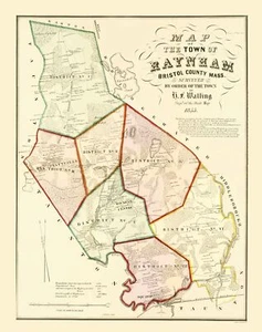 Historic City Map - Raynham Massachusetts - Walling 1855 - 23 x 29.03 - Picture 1 of 20