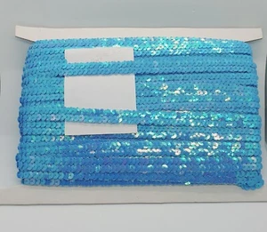 1m 2 row blue AB sequin braid trimming ribbon 15mm 1.5cms non stretch - Picture 1 of 1
