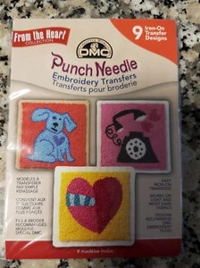DMC Punch Needle From The Heart Embroidery Transfers 9 Iron-On Designs - Picture 1 of 3