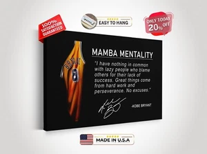 KOBE BRYANT Basketball Legend Mamba Mentality Decor Framed Canvas Art Poster - Picture 1 of 10
