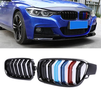 Front Kidney Grille Grills Dual-slat For 2013-2017 BMW F30 328i 335i  M Color Foto 1 de 4