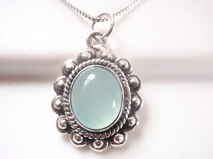 Chalcedony Encircled with Silver Dot Accents 925 Sterling Silver Pendant - Picture 1 of 2