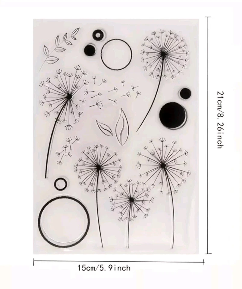 Tarjeta de fondo sello transparente flor silvestre diente de león NUEVO envío gratuito Foto 1 de 1