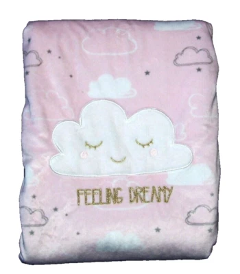 Just Born Feeling Dreamy Rosa Blanco Nube Estrellas Terciopelo Sherpa Seguridad Lovey Foto 1 de 3