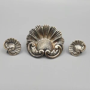 Broche y pendientes Art Nouveau JEWELART firmados de plata de ley 12,3 g - Imagen 1 de 12