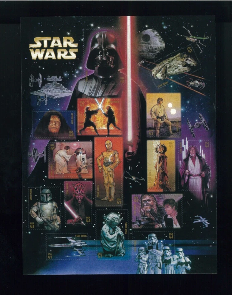 Estampilla postal de Estados Unidos 41¢ Star Wars #4143 MNH hoja completa Foto 1 de 1