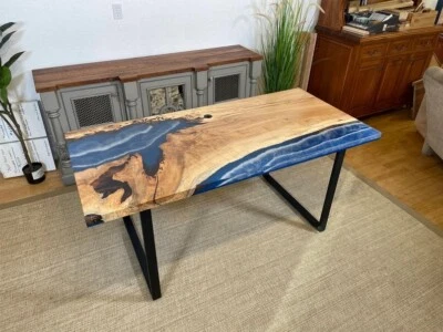 Living Room Ocean Sea River Epoxy Table, Dining Room Resin Table, Dinner Epoxy - Image 1 of 4