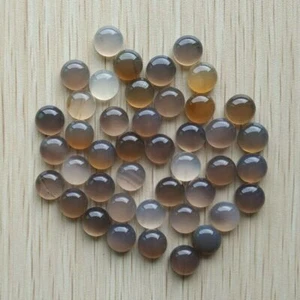 Natural Gray Onyx Round Agate Cab Cabochon Beads Jewelry Accessories 10mm 50pcs - Picture 1 of 2
