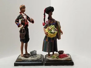 PAAR VINTAGE CHICHICASTENANGO GUATEMALA PUPPE FIGUREN MANN & FRAU 13 ZOLL  - Bild 1 von 12