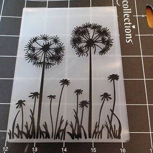 Carpeta delgada de plástico en relieve cumpleaños diente de león deseo de hada flor de hierba de primavera - Imagen 1 de 2