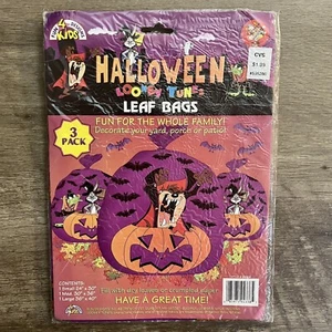 Halloween Leaf Bags Looney Toons 3 Pack Fun Designs 1996 Bugs Bunny Daffy Taz - Picture 1 of 5