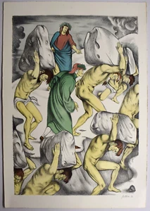 LITOGRAFIA a Colori "IL DANTE, PURGATORIO" Gregorio Sciltan 1900 - Foto 1 di 2