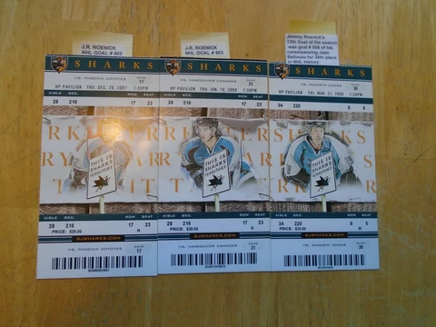 (3) Jeremy Roenick Tickets  Goals # 502--503--508 passing  Jean Beliveau 36th Cover