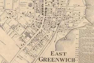 East Greenwich Bartons Corner Frys Corner, RI 1870 Karten mit Hausbesitzernamen - Bild 1 von 3