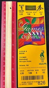 1996 AUG 01 ATLANTA OLYMPIC TICKET UNUSED MINT *BASKETBALL* $133 COST JC M35 - Picture 1 of 2