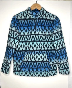 Cat & Jack Holiday Blue Sweater 1/4 Zip Mock Neck Boys Pullover Size L 12/14 - Picture 1 of 12