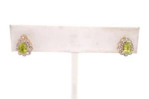 Ross Simons Gold Plated Sterling Silver 925 Peridot Diamond Earrings E5 - Picture 1 of 9