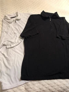 STRUCTURE Short Sleeve Polo Zip Collar 1 White Shirt & 1 Black Shirt Size XL - Picture 1 of 6