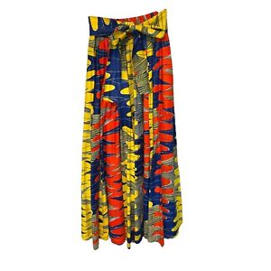 African Women's PANTS Skirt Look Colored Wide Leg Pants with Tie Waist Free Size