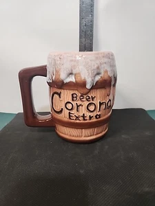 Large Corona Extra Frosty Frothy Beer Barrel Ceramic Mug Barware 6" TALL - Picture 1 of 9