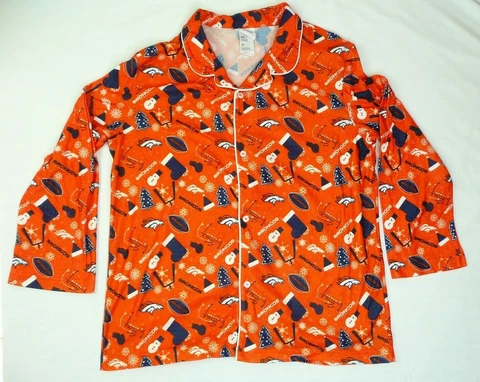 NFL Denver Broncos Football Team Apparel L Men's Christmas Pajama Top Orange EUC Cover