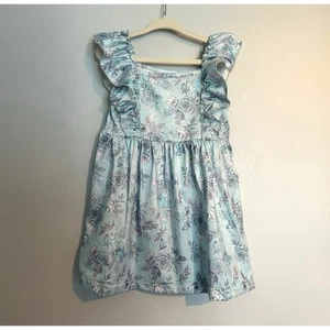 Vestido floral manga acampanada The Hair Bow Company nuevo sin etiquetas, azul/blanco, niño pequeño 2T - Imagen 1 de 6