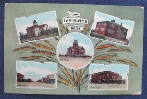 ca1910 Goodland Kansas Multi View Postcard & Cancel - Picture 1 of 2