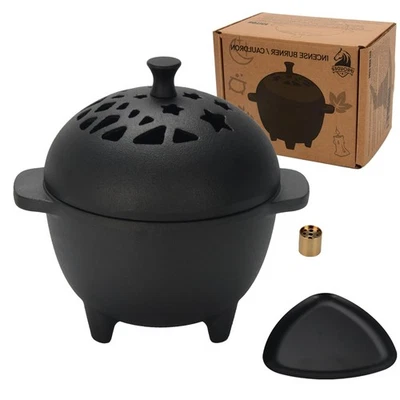 Cast Iron Incense Burner - Cast Iron Incense Holder Mini Cauldron for Sage, P... - Image 1 of 4