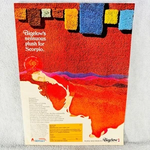 1971 Bigelow Rugs and Carpets Vtg Print Ad Sensuous Plush for Scorpio Astrology - Picture 1 of 1