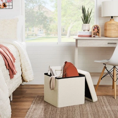 Mainstays Collapsible Storage Ottoman, Cream - Image 1 of 3