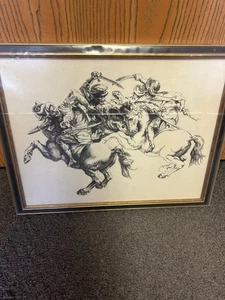 Unknown Artist Dali George And The Dragon Artwork 19" x 15" - Picture 1 of 3