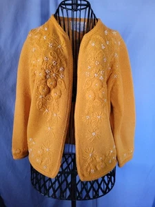 Suéter Lilly of California 100% Lana Virgen Medio Naranja Vintage Floral - Imagen 1 de 9