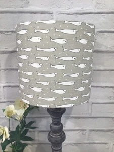 SALE NEW Handmade lampshade in Olive and Daisy Ditsy Fleur blue 20cm Drum - Picture 1 of 1