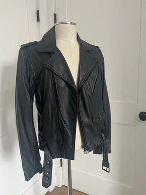 男式小号 3.1 PHILLIM LIM 黄油柔软羊皮自行车夹克带可拆卸袖子 — 第 1/4 张图片