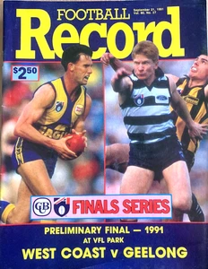 1991 VFL Preliminary Final Geelong v. West Coast - Picture 1 of 2