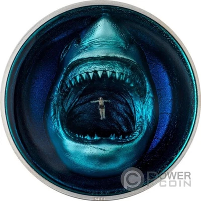 THALASSOPHOBIA Phobias Shark 2 Oz Silver Coin 10$ Palau 2024 - Image 1 of 4