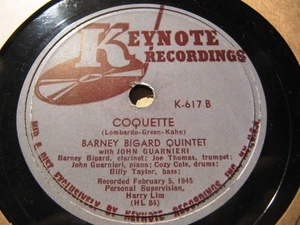 1945 BARNEY BIGARD QUINTET Guarnieri Cozy Cole ROSE ROOM Coquette KEYNOTE K-617 - Picture 1 of 2