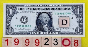 1999 23 August ￼Birthday Note 19992308 Fancy Serial Number 0ne Dollar Bill 2021 - Picture 1 of 7