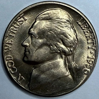 1950 D Uncirculated Jefferson Nickel Exact Coin Imaged Key Date #JN53 - Image 1 of 2