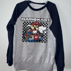 Nintendo Super Mario Kart Sweatshirt Youth 7 Sweater Blue Gray Crew Jumping Bean - Picture 1 of 4