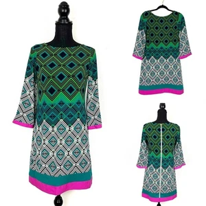 Eliza J Dress Knee Length Mod Groovy GoGo Disco 70s Colorful Party Fun Medium - Picture 1 of 10