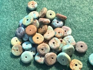 (10) Original Navajo Indian Turquoise Trade Beads Discs Fur Trade 1800s - Picture 1 of 6