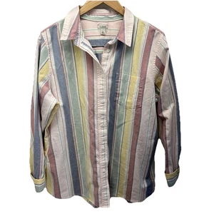 Vintage LL Bean Long Sleeve Pastel Striped Button Up Y2K 90’s Mens Large - Picture 1 of 16