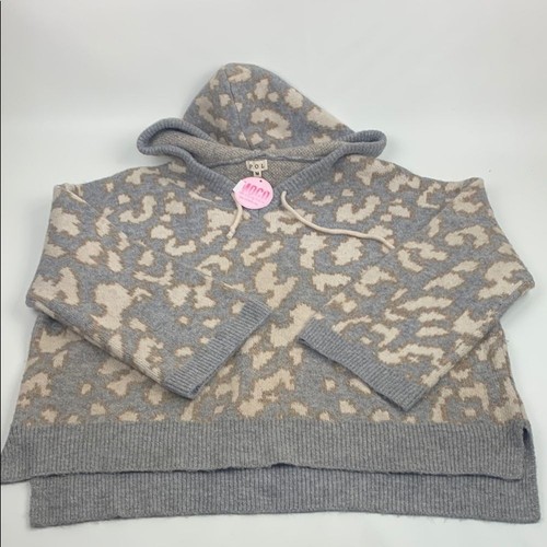 OFF WHITE Felpa con cappuccio POL grigia panna Jungle Boogle taglia media oversize stampa animalier NUOVA