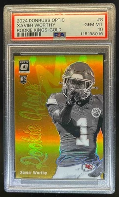 Donruss Optic Xavier Worthy Rookie Kings RC 2024 dorado #/10 Chiefs PSA 10 Foto 1 de 2