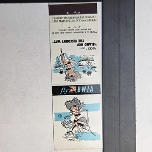 British West Indian Airways 1950s Island Hop Vintage Advertising Matchbook - Picture 1 of 3